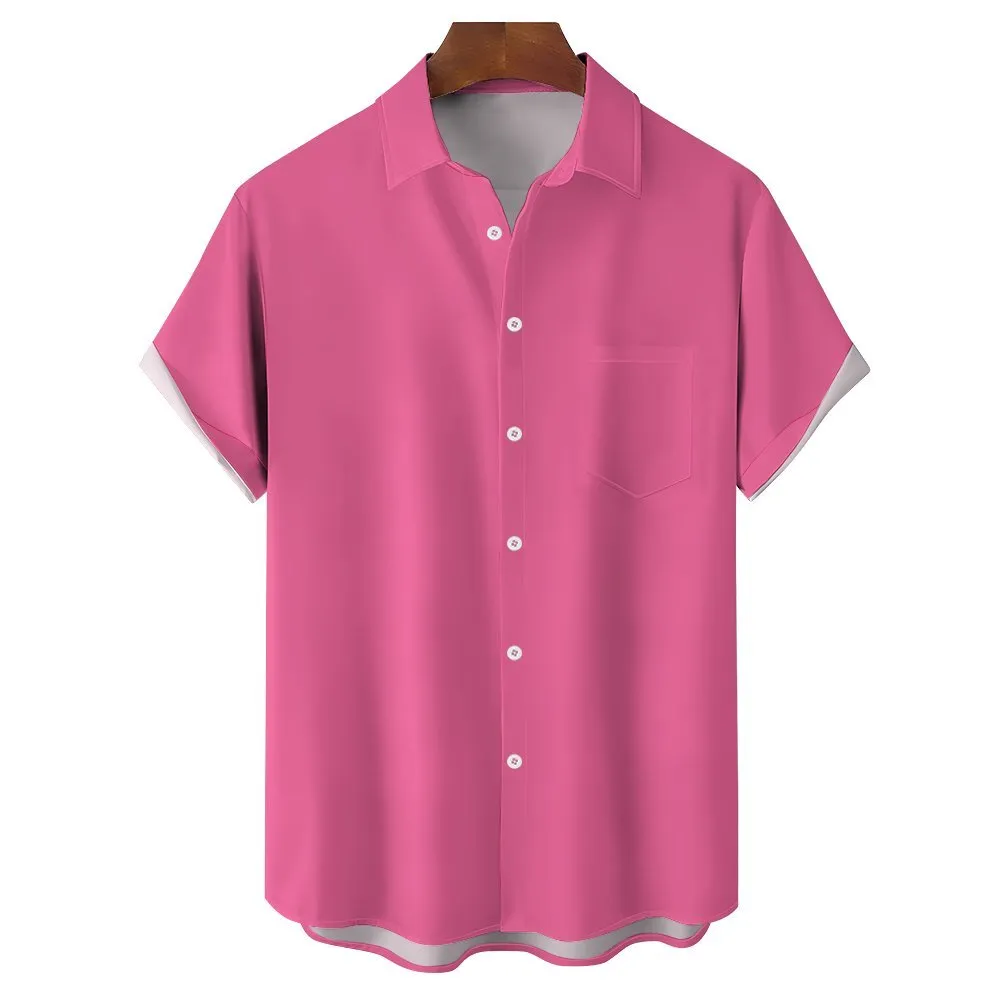 Men's Solid Color Casual Short Sleeve Shirt 2312000443