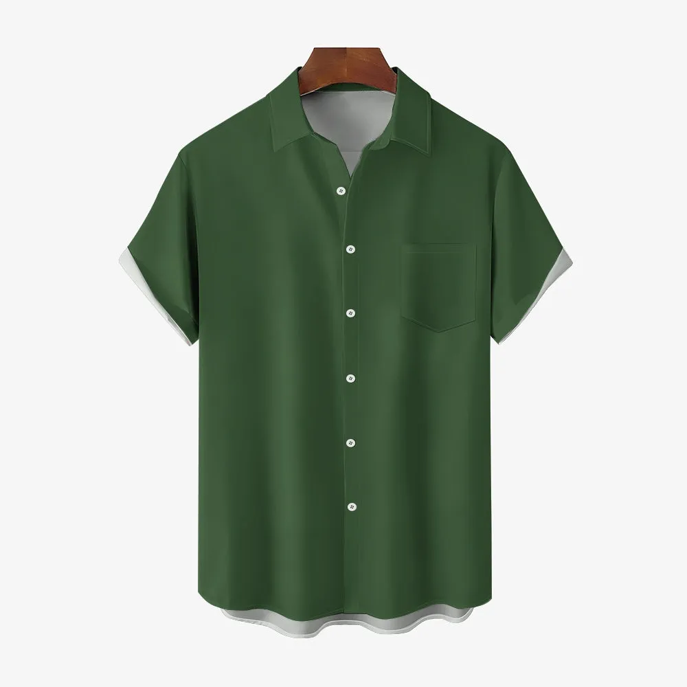 Men's Solid Color Casual Short Sleeve Shirt 2312000443