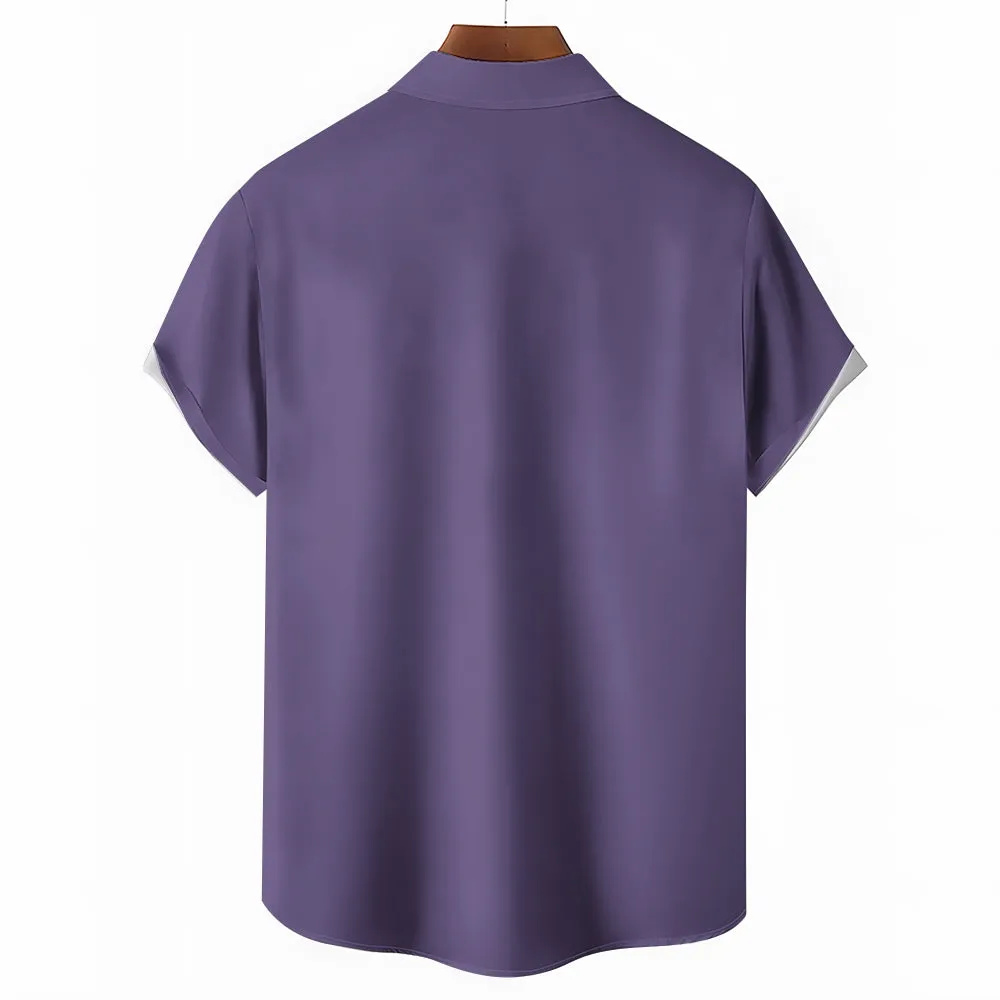 Men's Solid Color Casual Short Sleeve Shirt 2312000443