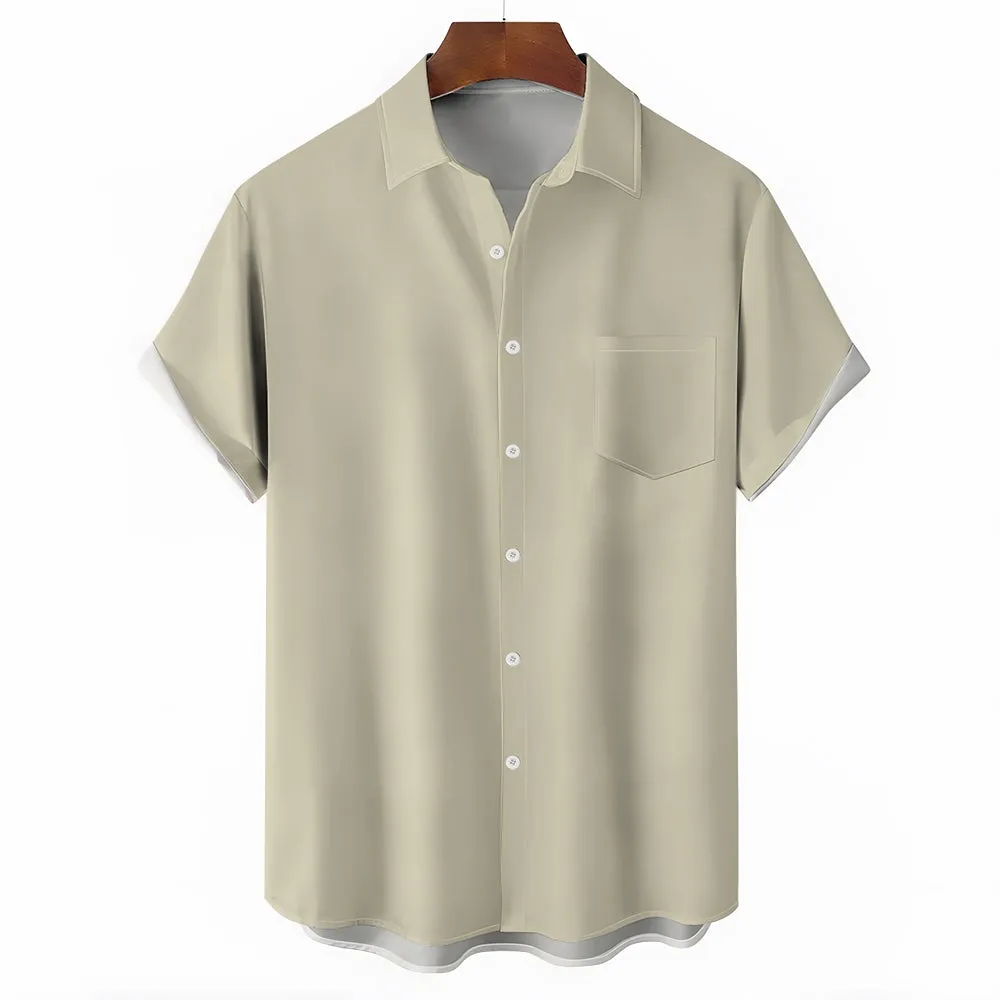 Men's Solid Color Casual Short Sleeve Shirt 2312000443