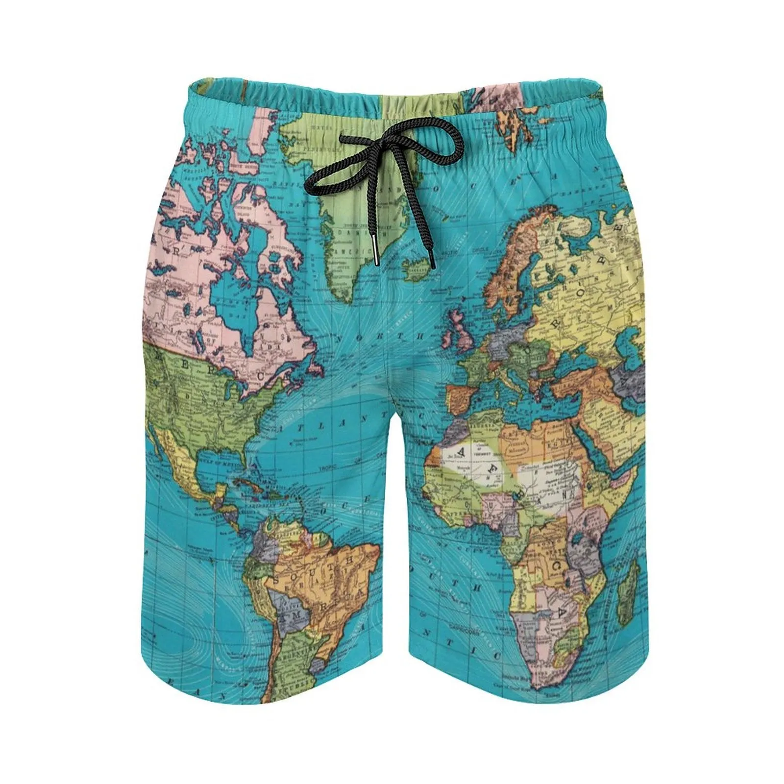 Men's Sport Fashion Map Print Board Shorts 2307101626