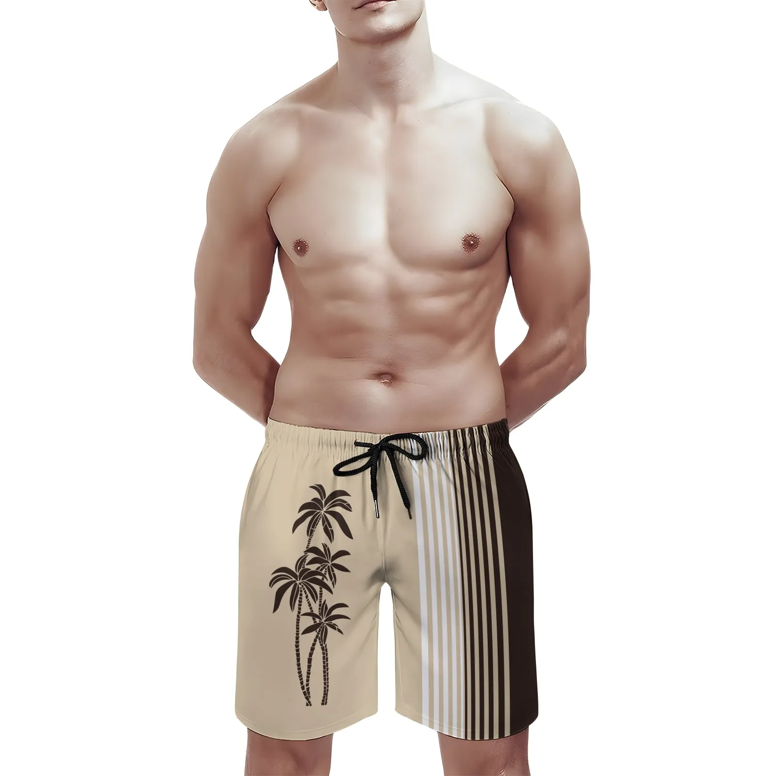 Men's Sports Coconut Palm Stripes Shorts 2401000165