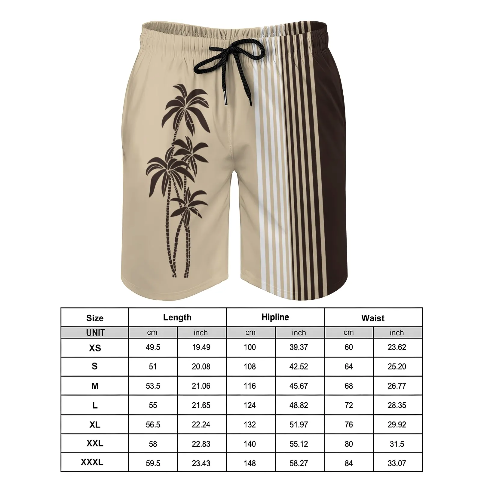 Men's Sports Coconut Palm Stripes Shorts 2401000165