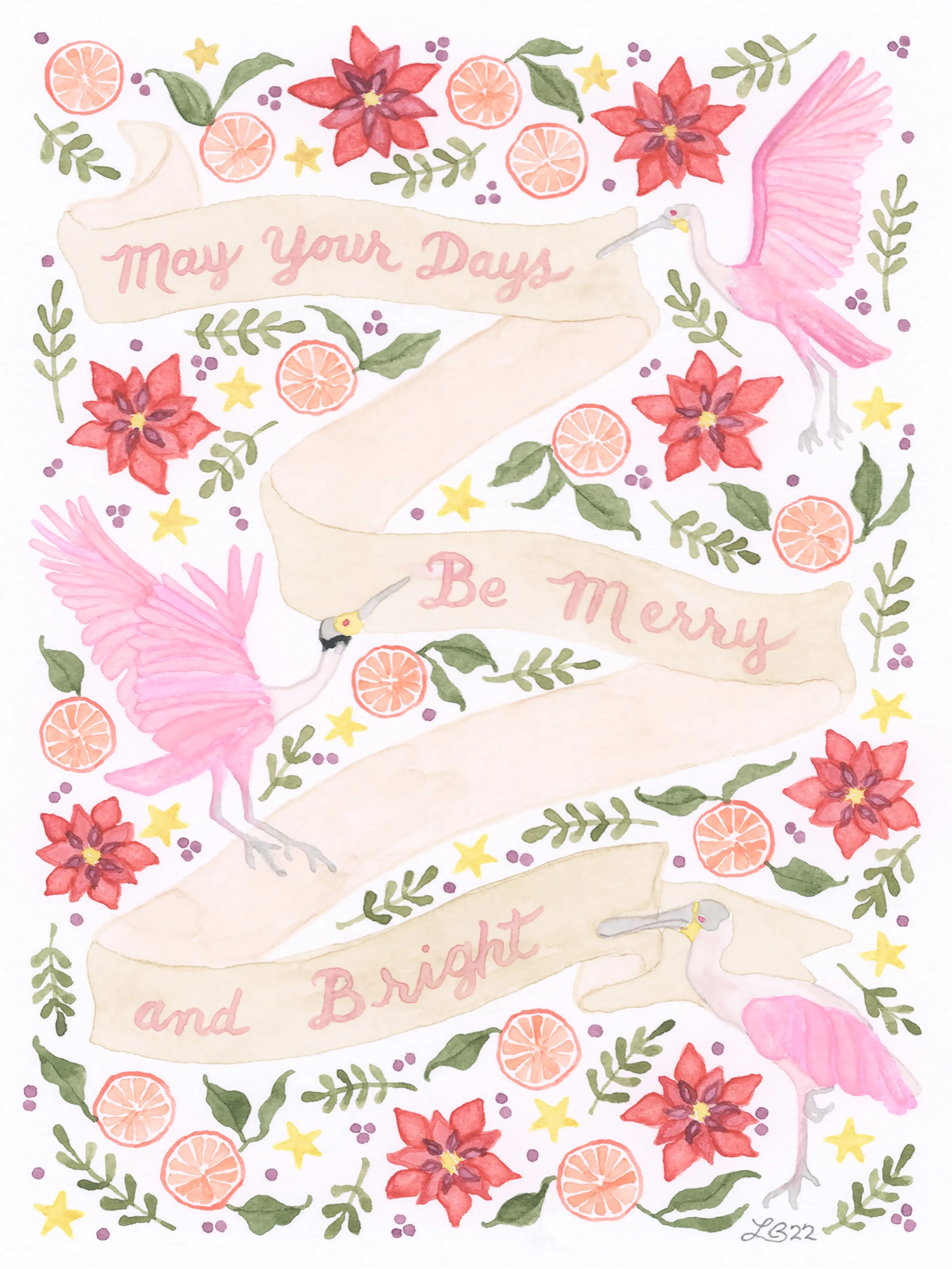 Merry & Bright Spoonbills Canvas