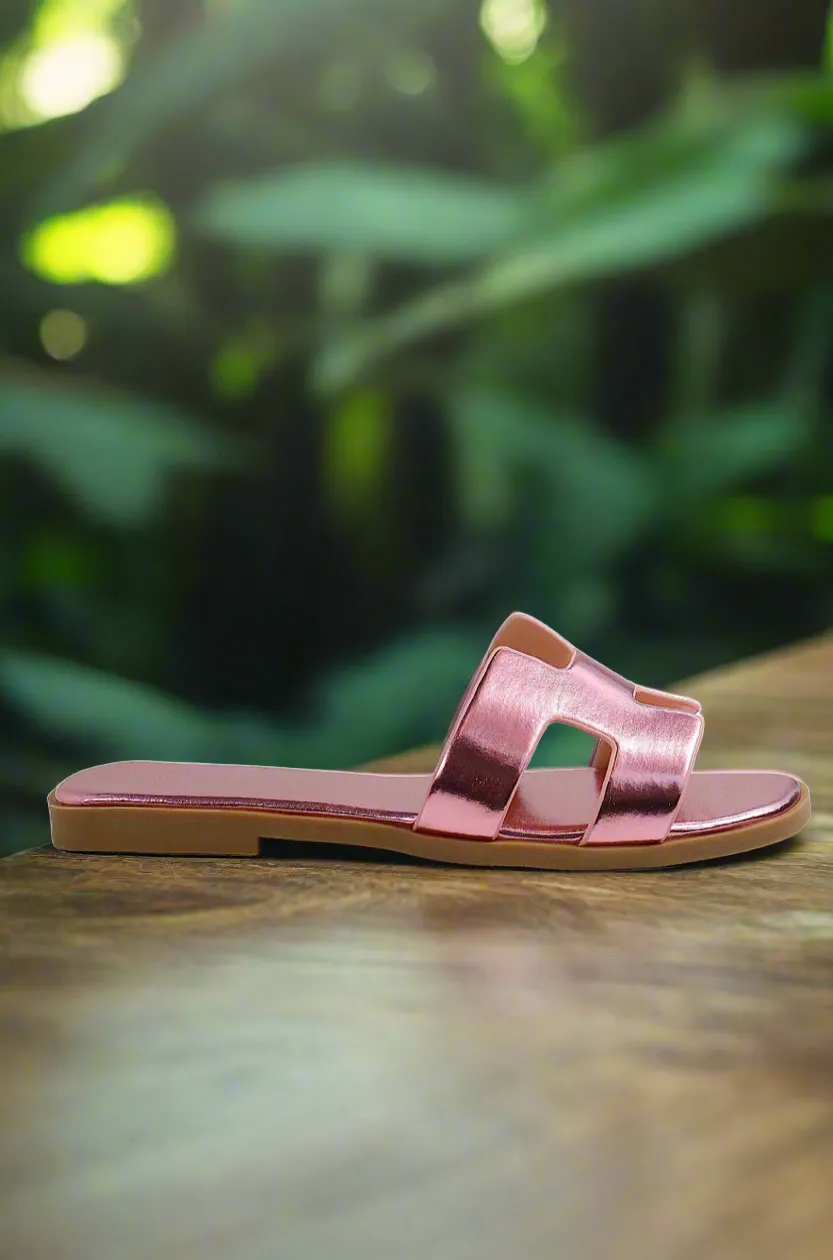 Metallic Pink Lissa Slip On Sandals