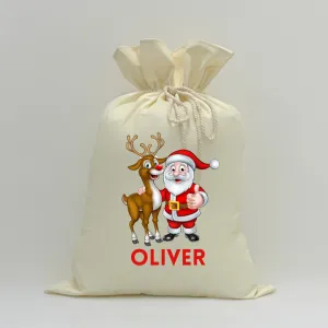 MLW By Design - Personalised Santa & Reindeer Santa Sack