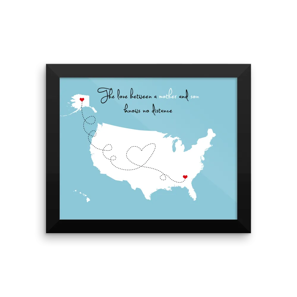 Mothers Day Birthday Christmas Gift For Mom, Father Long Distance Relationship Map, Mother and Daughter, Print, Framed or Canvas
