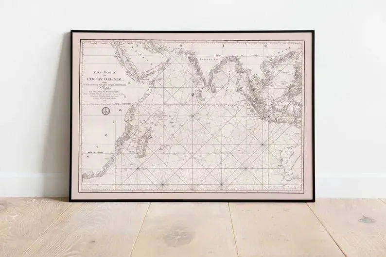 Nautical Chart of Indian Ocean 1810| Old Map Wall Decor
