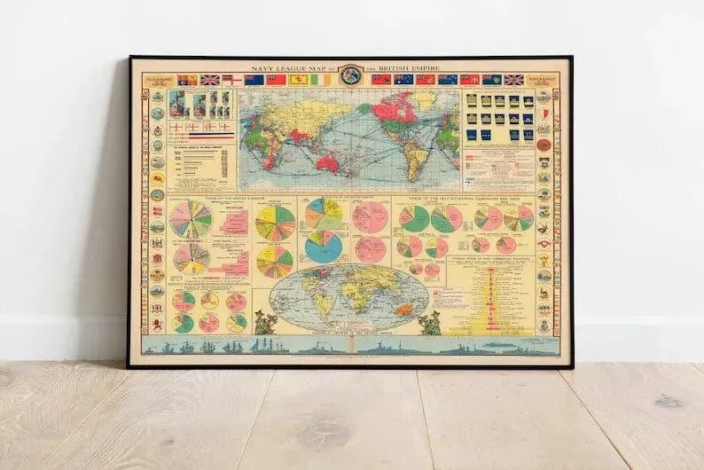 Navy League Map of the British Empire| Chart Map