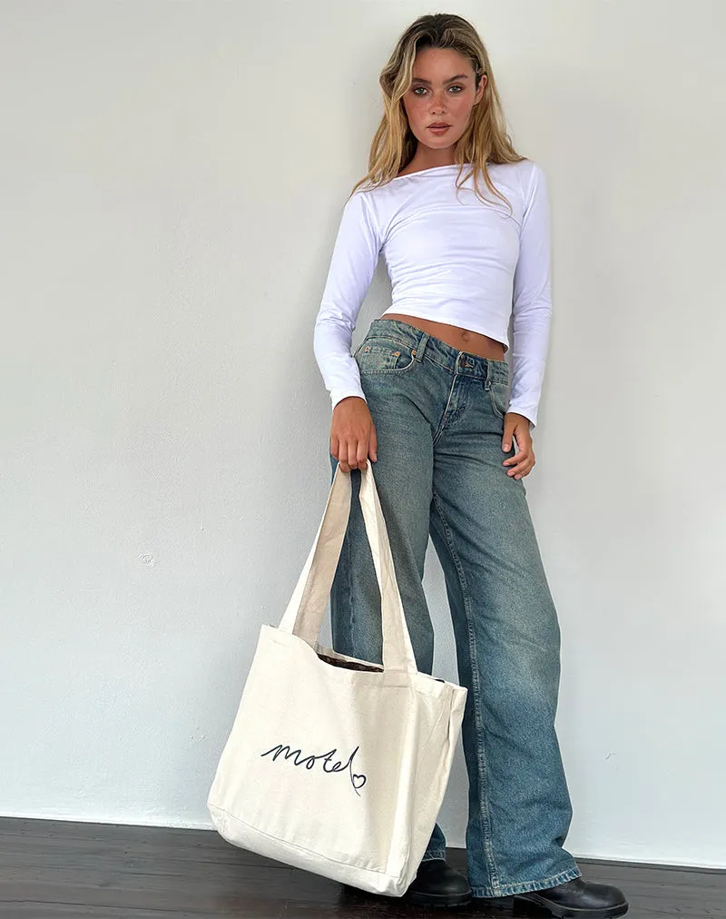 Nola Totebag in Off White with Motel Print
