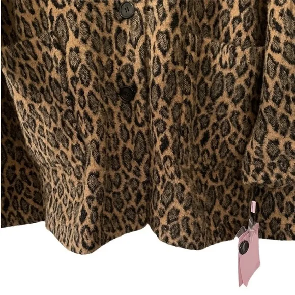NWT Avec Les Filles Leopard Print Faux Fur Coat Jacket Sz 2X