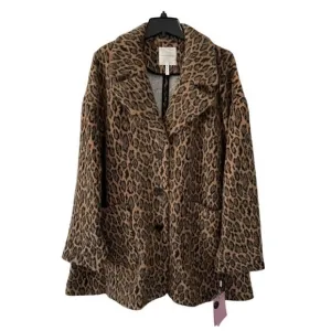 NWT Avec Les Filles Leopard Print Faux Fur Coat Jacket Sz 2X