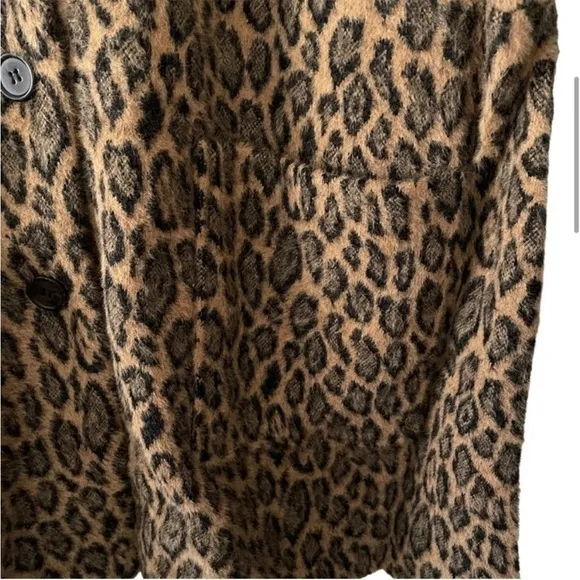 NWT Avec Les Filles Leopard Print Faux Fur Coat Jacket Sz 2X