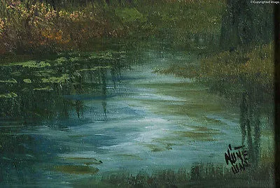 OIL ON CANVAS MEXICAN LANDSCAPE SIGNED NUÑEZ LUNA VULCAN LAKE & HOUSE CP4