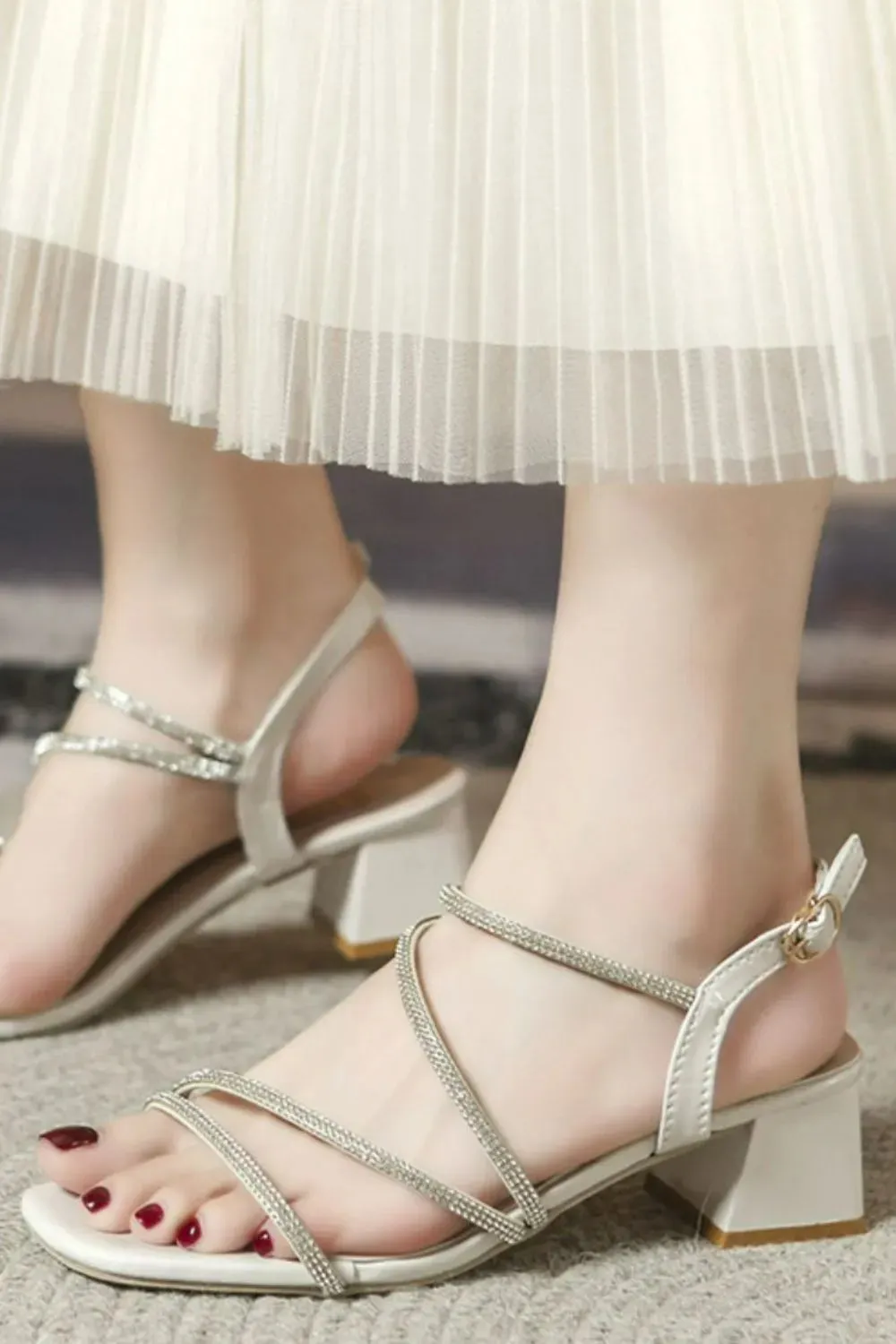 Open Toe Block Heels Sandals