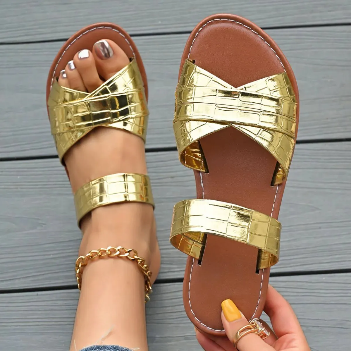 Open Toe Flats Sandals
