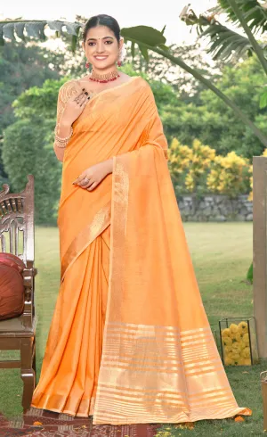 Orange Cotton Saree