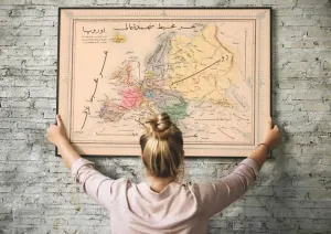 Ottoman Map of Europe 1868| Old Map Wall Decor