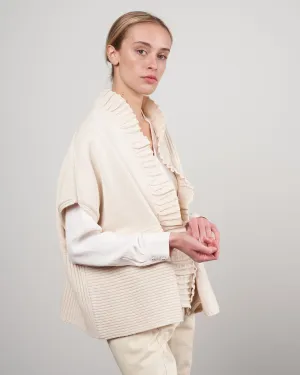 patchwork ruffle shrug - bone
