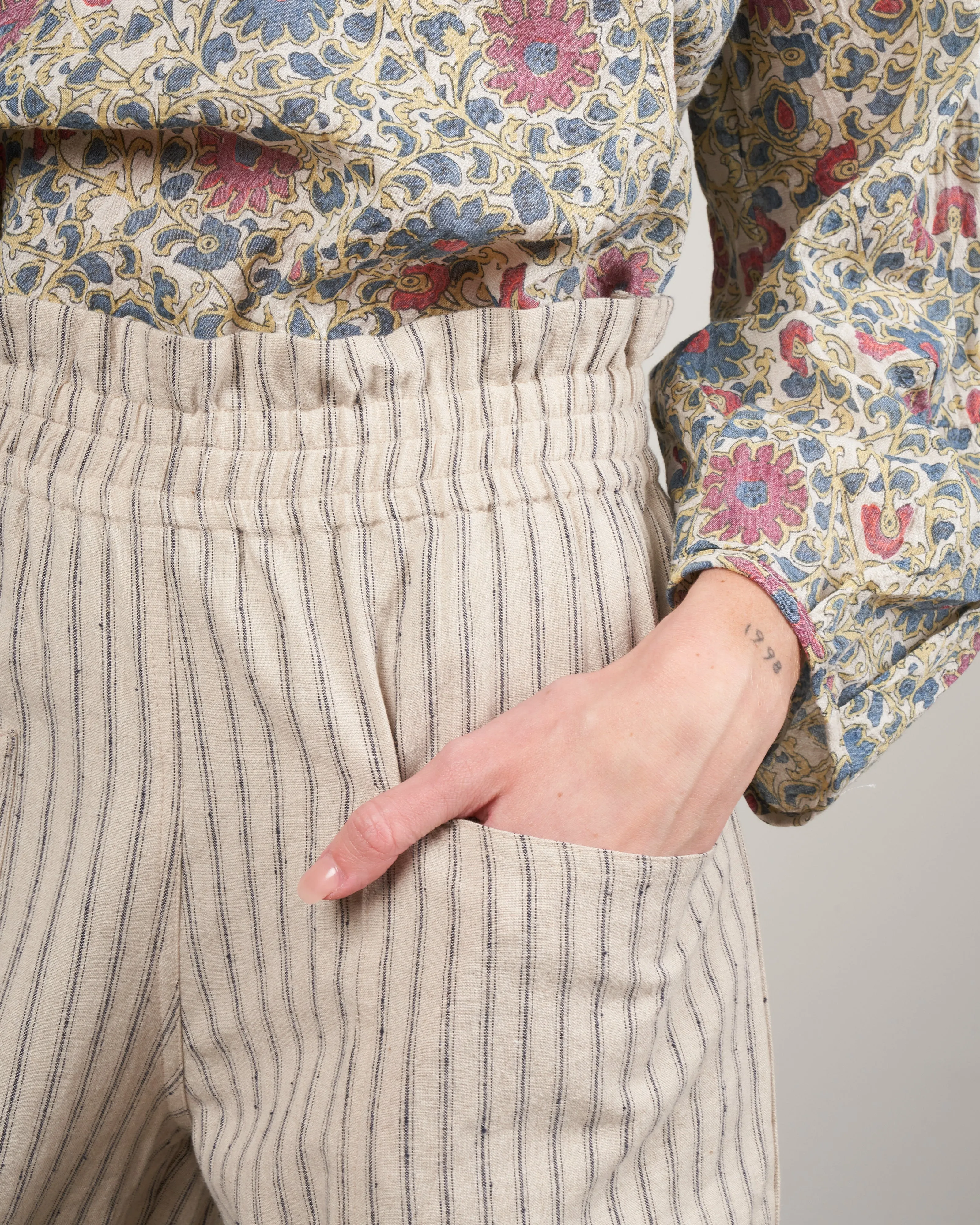 paz pant - linen stripe