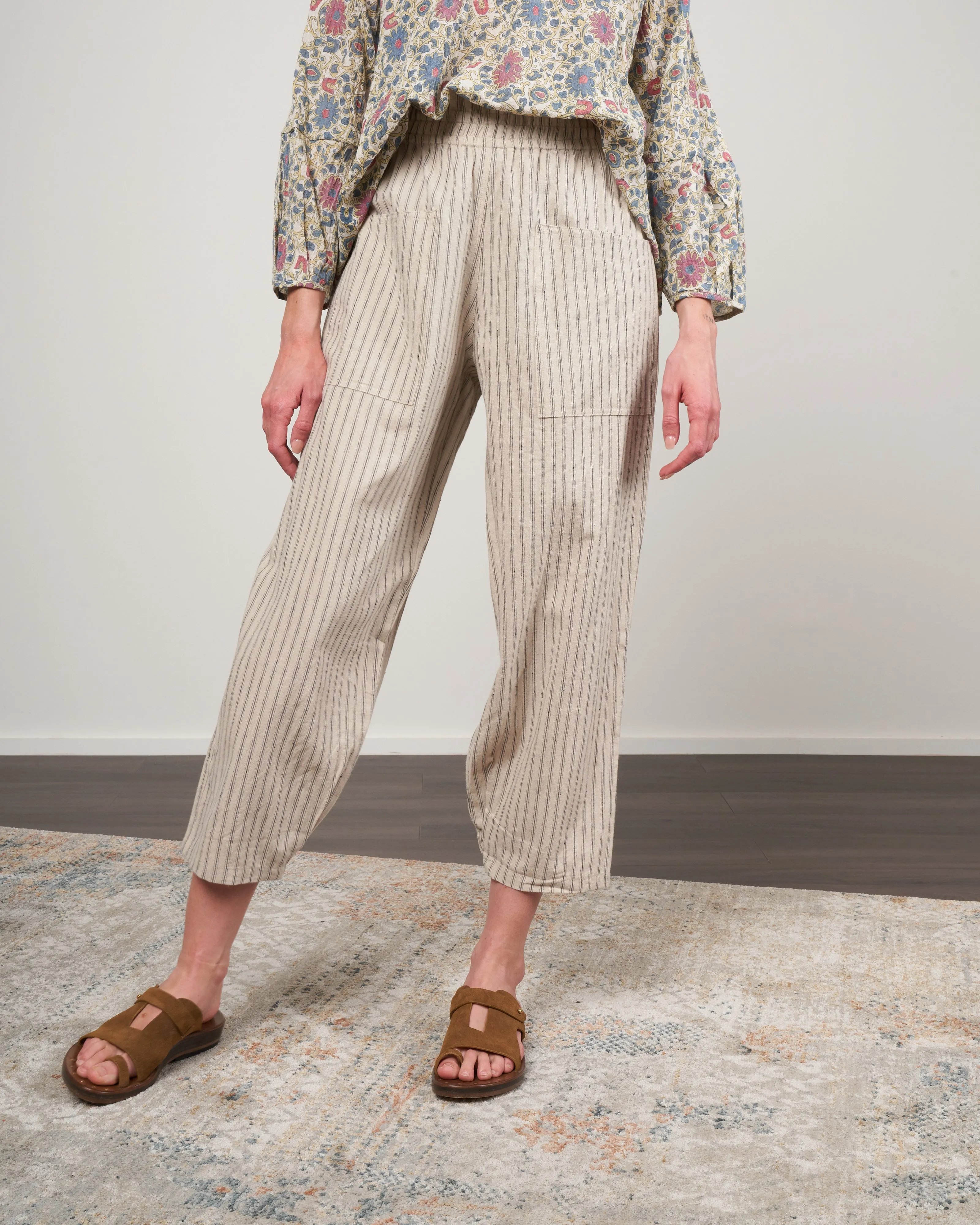 paz pant - linen stripe