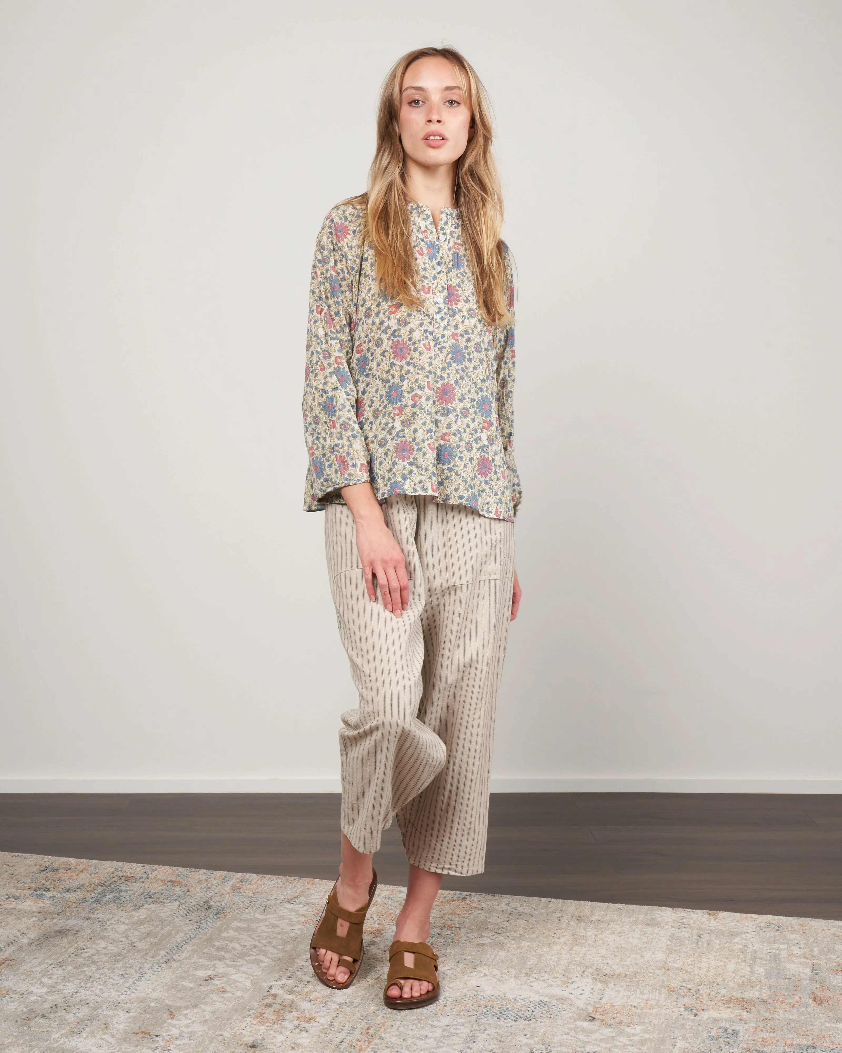 paz pant - linen stripe