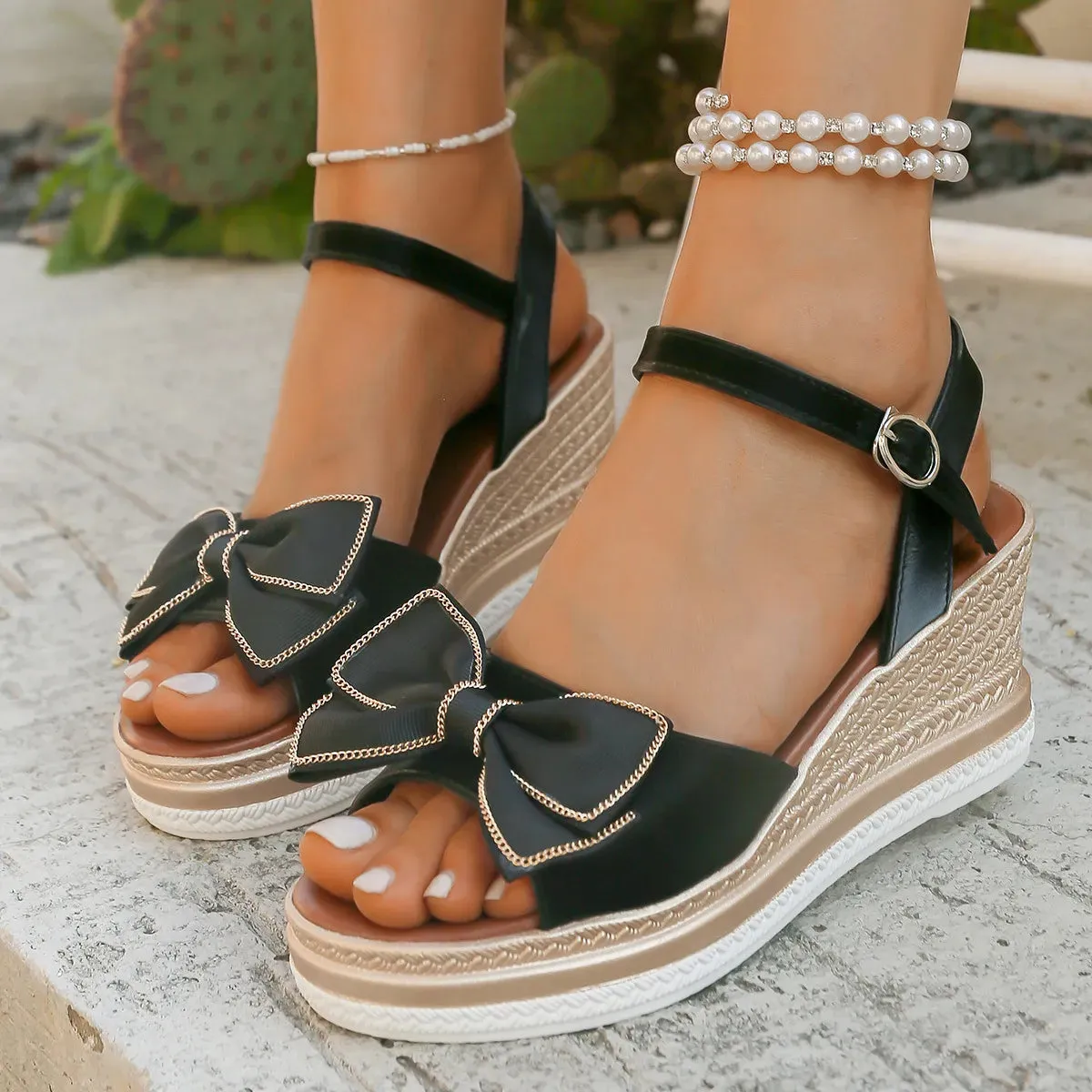 Peep Toe Wedge Sandals