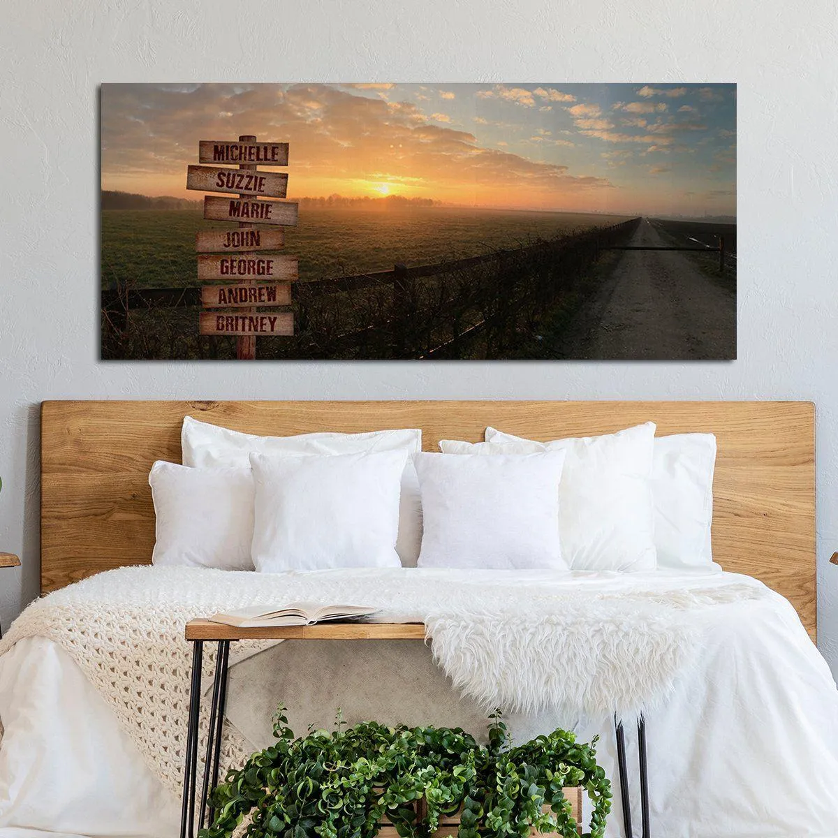 Personalized Country Road Sunset Oversized Canvas Wall Art
