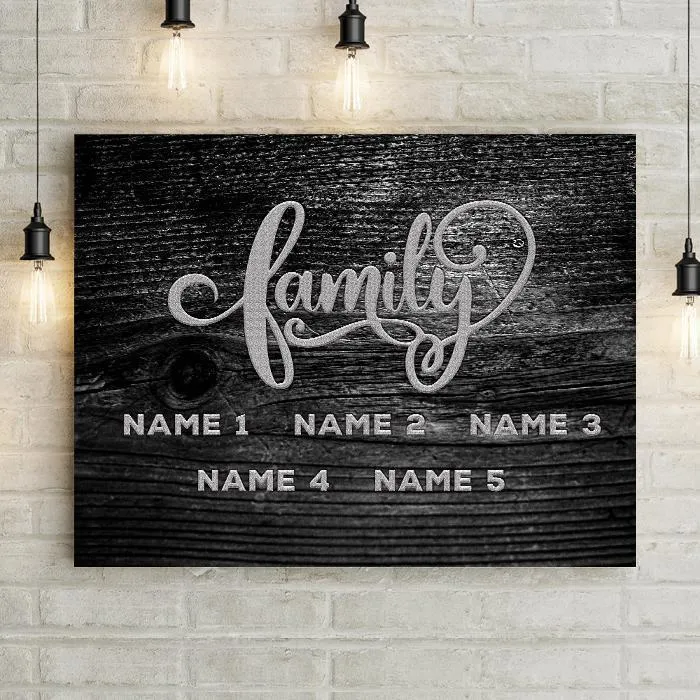 Personalized Family Wood & Love Premium Canvas