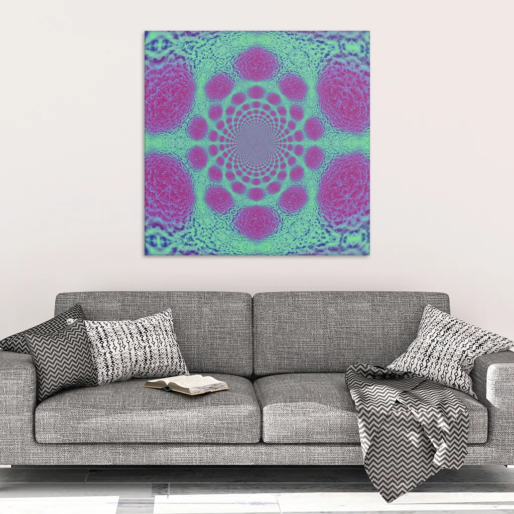 Pink and Green Fractal Canvas Wrap
