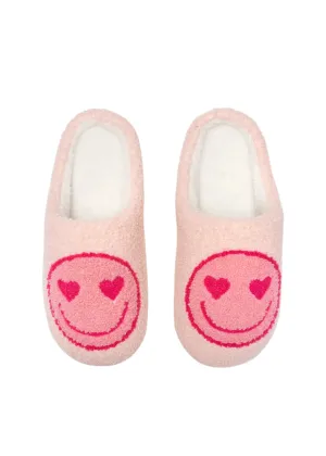 Pink Smiley Heart Slippers