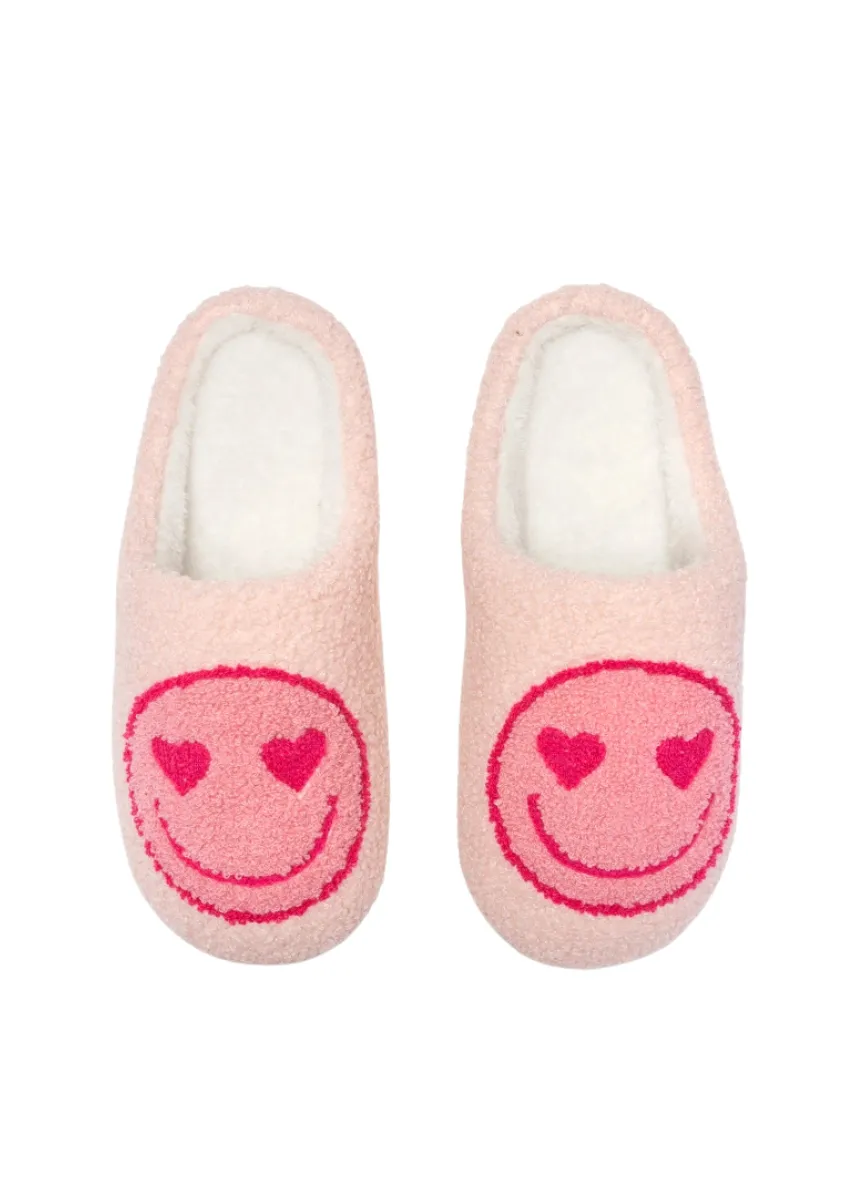 Pink Smiley Heart Slippers