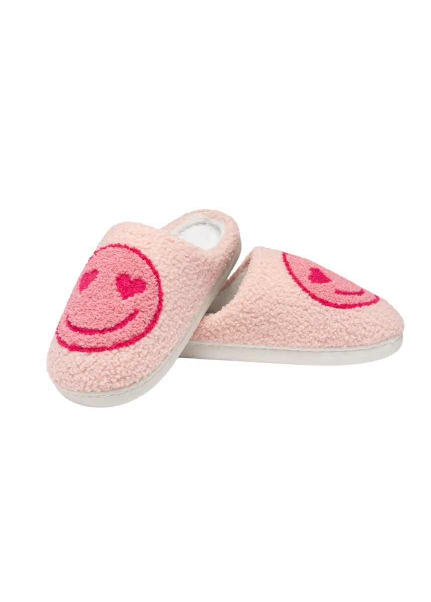 Pink Smiley Heart Slippers