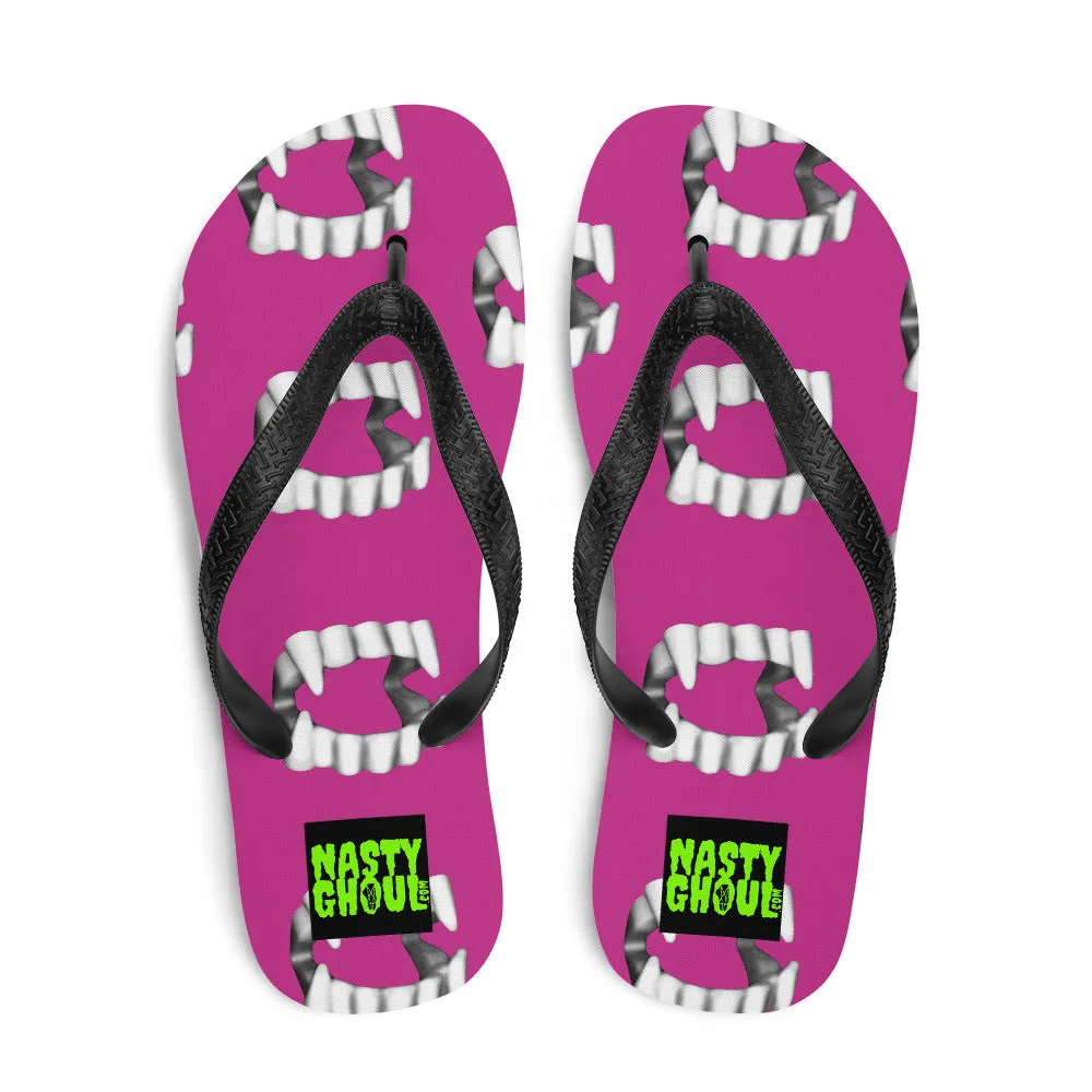 Pink Vampire Teeth Fang Flip-Flops