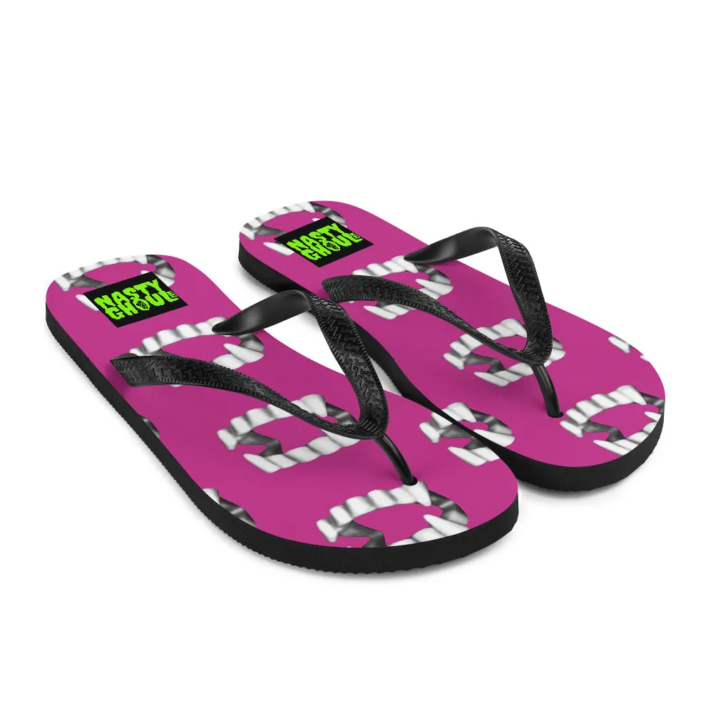 Pink Vampire Teeth Fang Flip-Flops