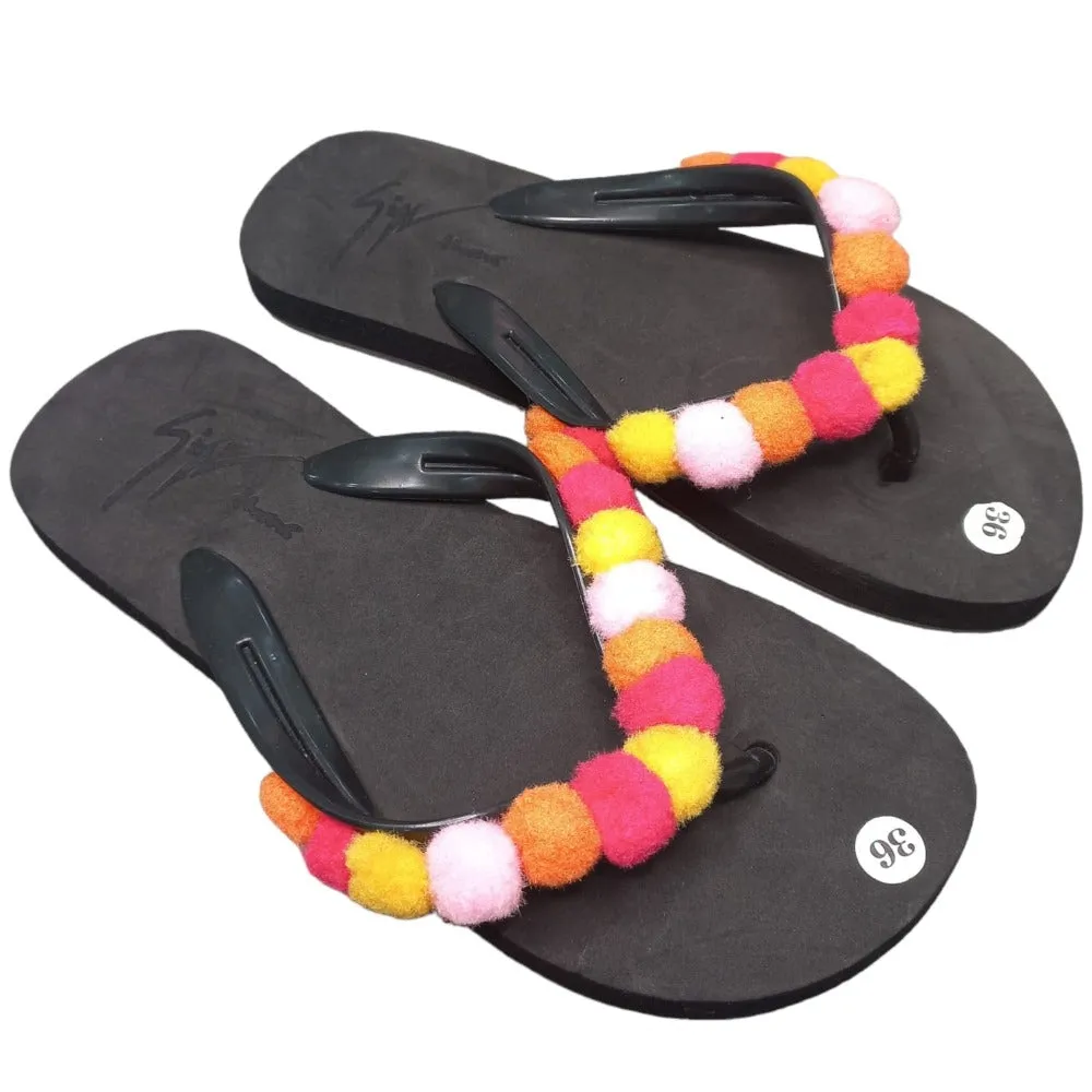 Pompom Flip Flops