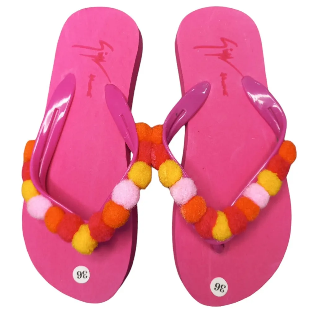Pompom Flip Flops