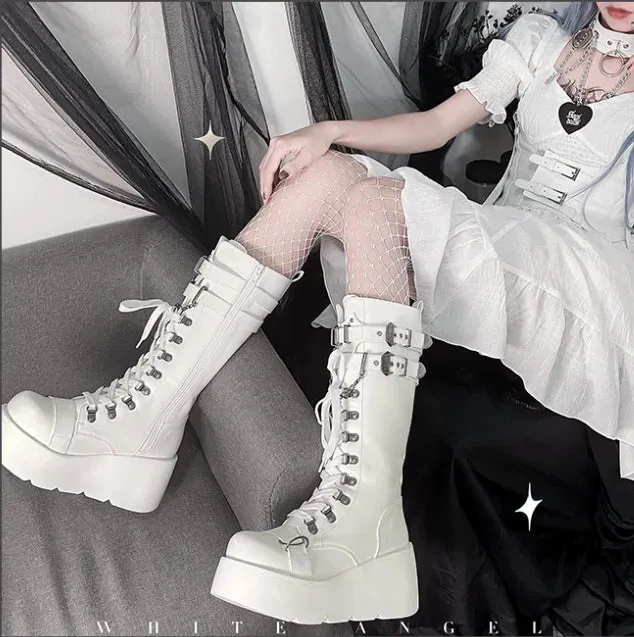 Punk thick-soled knight boots   KF83207