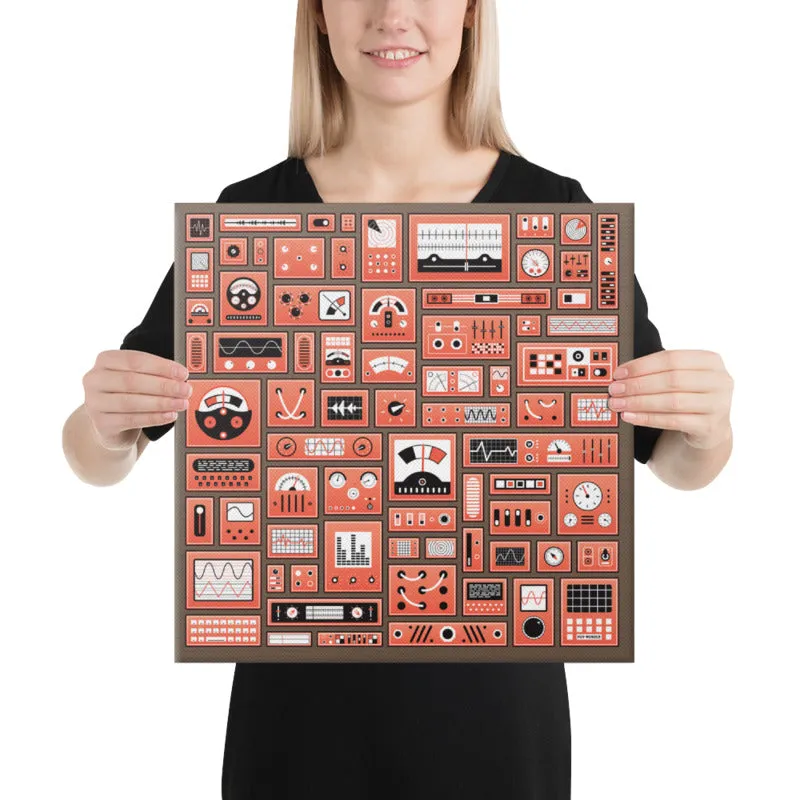 "Mission Control" Illustrated Canvas Print 16" X 16"