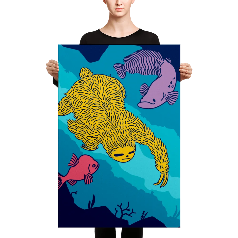"Swimming Sloth" Canvas