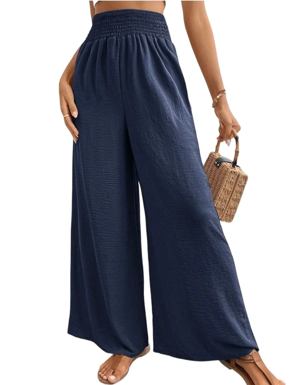Refined Reliance: Wide Waistband Relaxed Long Trousers