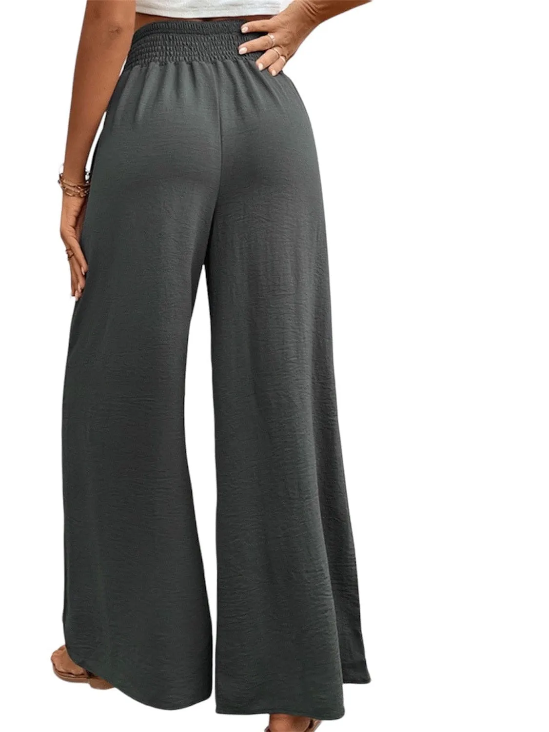 Refined Reliance: Wide Waistband Relaxed Long Trousers