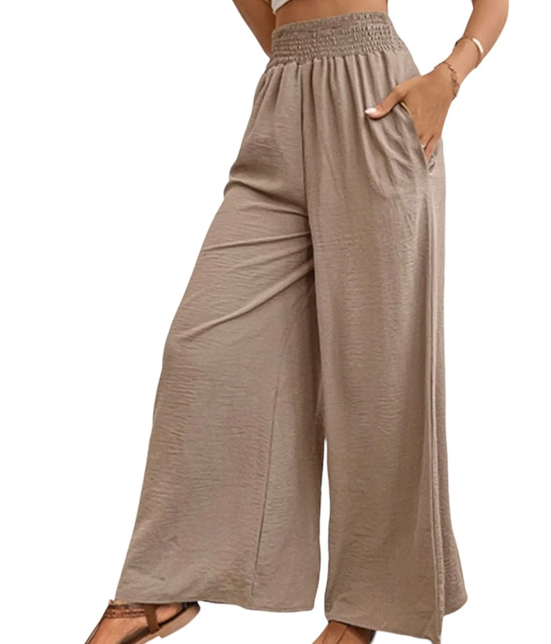 Refined Reliance: Wide Waistband Relaxed Long Trousers