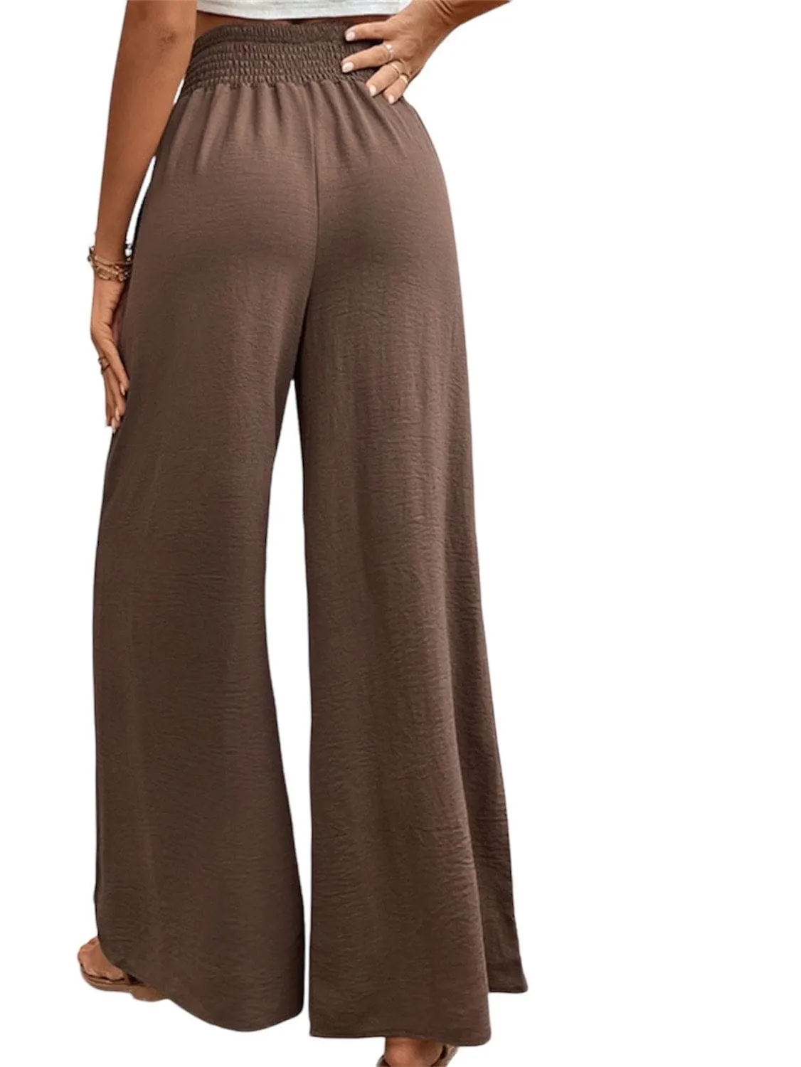 Refined Reliance: Wide Waistband Relaxed Long Trousers
