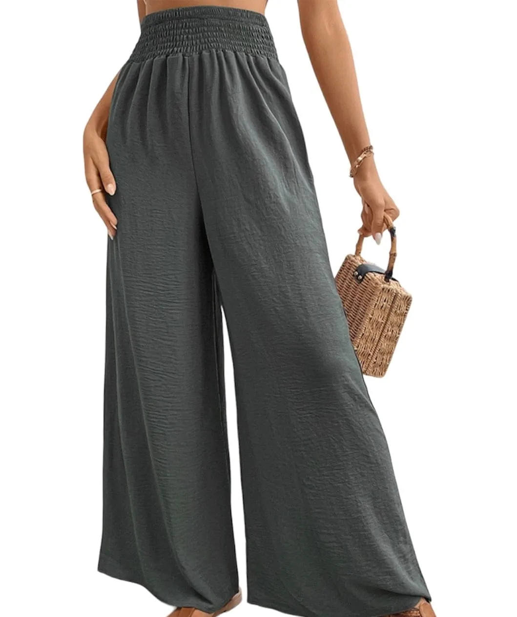 Refined Reliance: Wide Waistband Relaxed Long Trousers