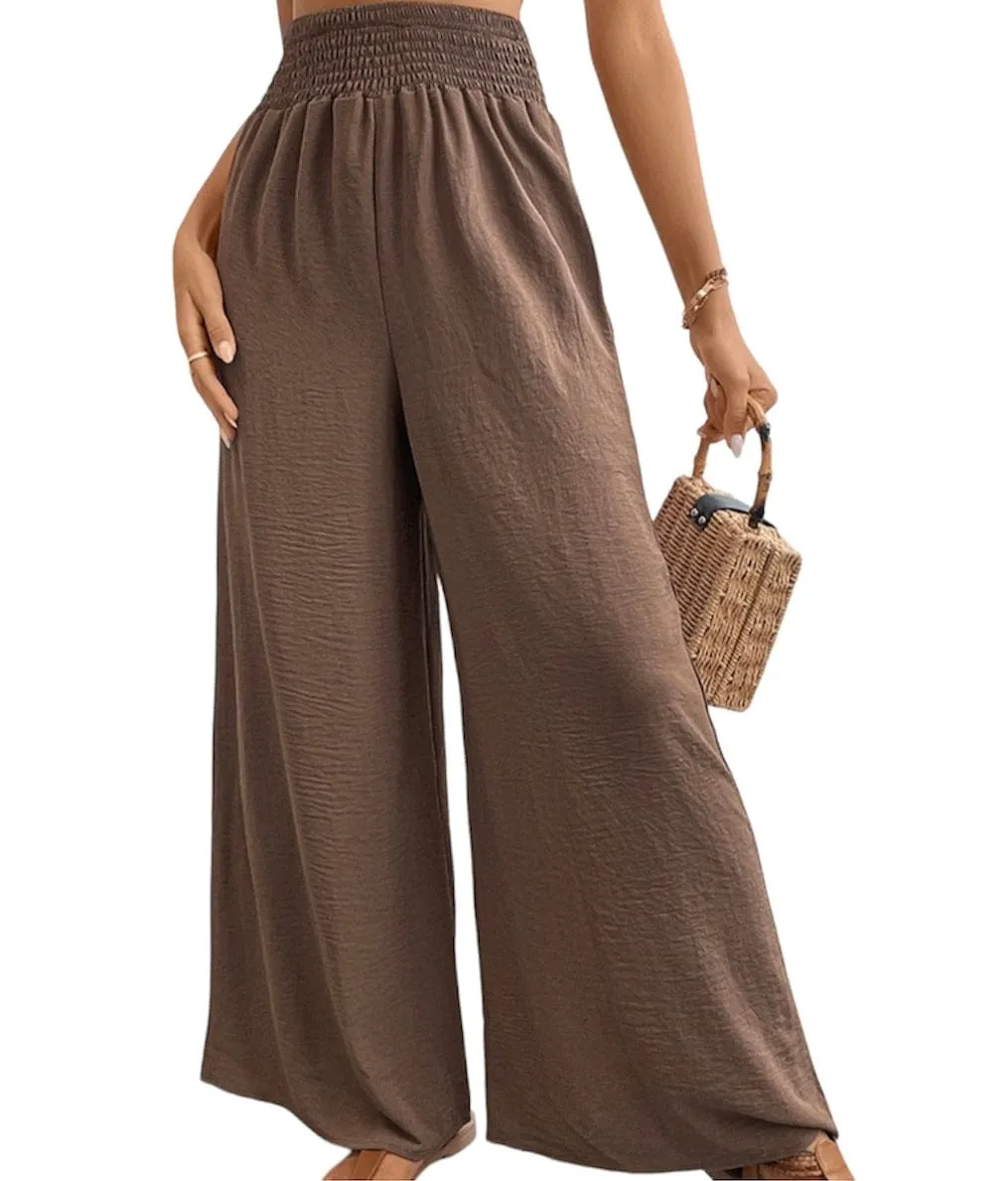 Refined Reliance: Wide Waistband Relaxed Long Trousers