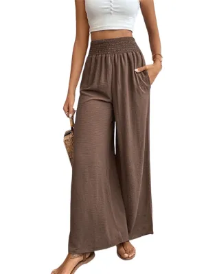 Refined Reliance: Wide Waistband Relaxed Long Trousers