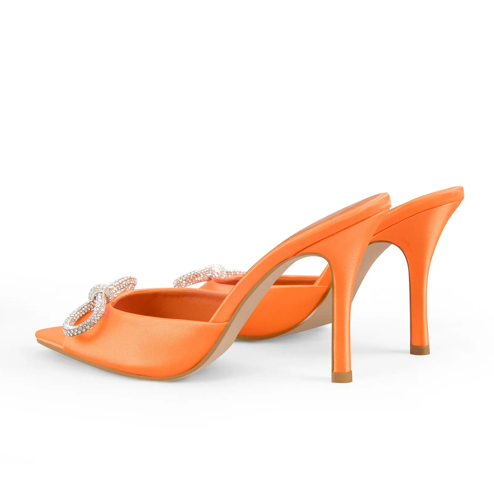Rhinestone Open Toe Slip-on Stiletto Sandals