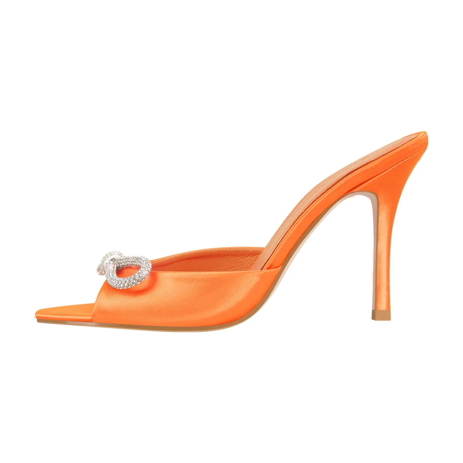 Rhinestone Open Toe Slip-on Stiletto Sandals