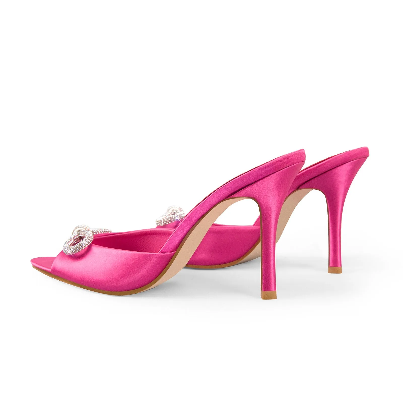 Rhinestone Open Toe Slip-on Stiletto Sandals